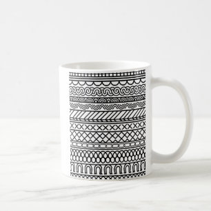 Monochrome Boho Knit Sampler Tribal Geometric Coffee Mug