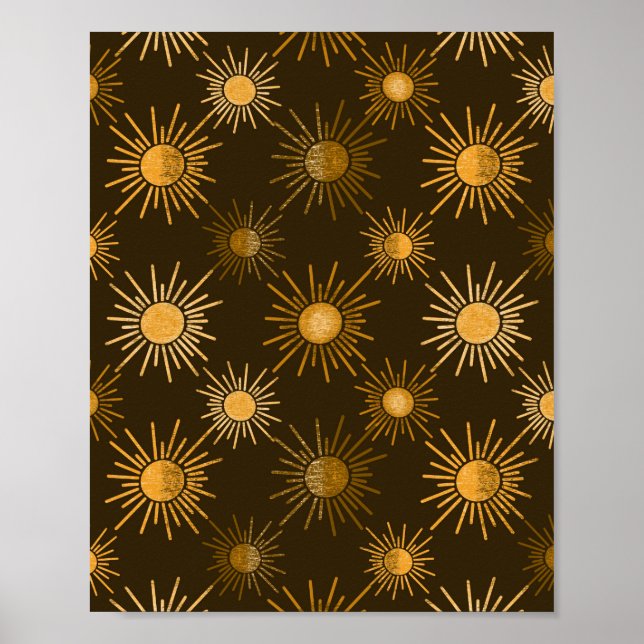 Monochrome boho sun pattern poster (Front)