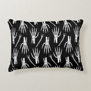 Monochrome Bones Halloween Pattern Accent Pillow
