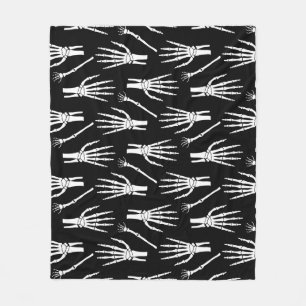 Monochrome Bones Halloween Pattern Fleece Blanket