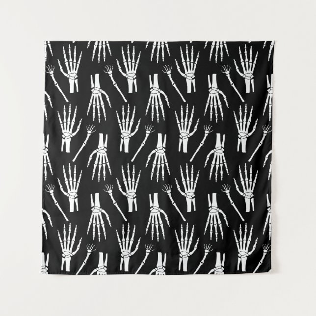 Monochrome Bones Halloween Pattern Tapestry (Front)