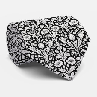 Monochrome botanical Art Nouveau Tie