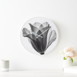 Monochrome botanical fine art photograph large clock
