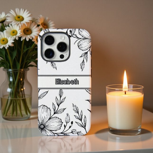 Monochrome Botanical Line Art Smartphone Case-Mate iPhone Case (Creator Uploaded)