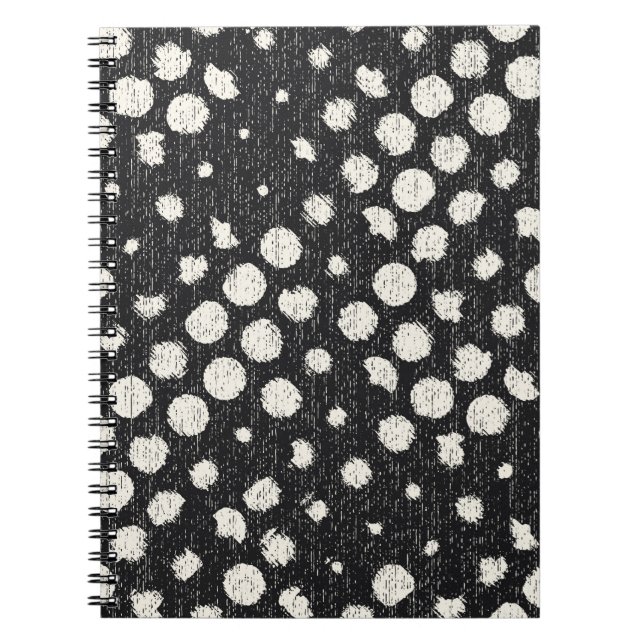 Monochrome Broken Dots Brushed Textured Background Notebook (Front)