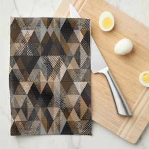 Monochrome brown rhombic textured Kitchen Towel