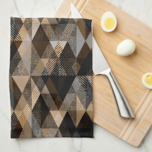 Monochrome brown rhombic textured Kitchen Towel
