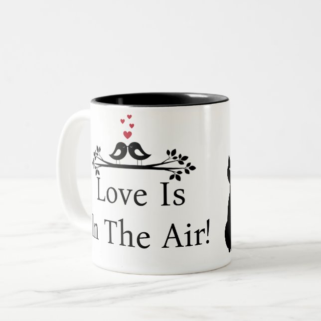 Monochrome Cats In Love  Two-Tone Coffee Mug (Front Left)