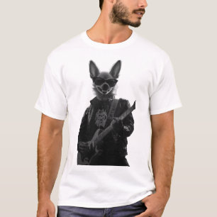 Monochrome Chihuahua Guitarist White T-Shir T-Shirt