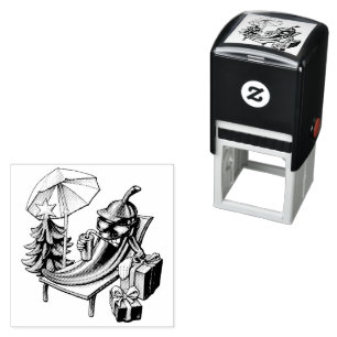 Monochrome Chilling Christmas Chili Character Self-inking Stamp