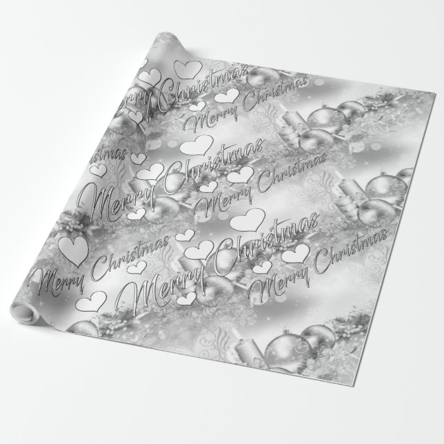 Monochrome Christmas theme Wrapping Paper (Unrolled)