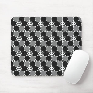 Monochrome Circles: Abstract Black White And Grey, Mouse Pad