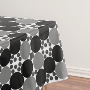 Monochrome Circles: Abstract Black White And Grey, Tablecloth