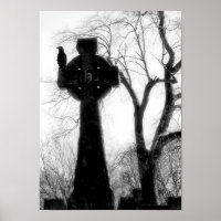 Monochrome Crow on Celtic Cross