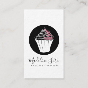 Monochrome Cupcake Baking Cake Decorator Business Card