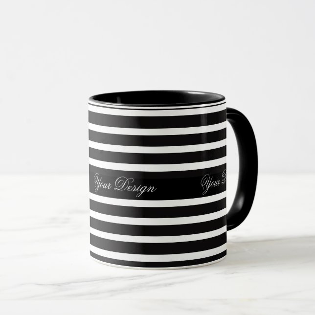 Monochrome Custom Monogram Mug Coffee Cup (Front Right)