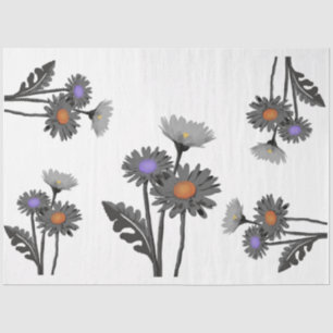 Monochrome Daisys tissue paper