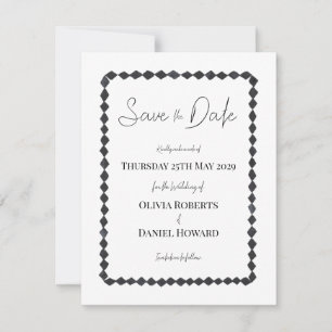 Monochrome Diamond Frame Save the Date Card