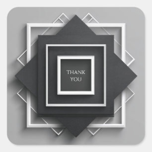 Monochrome Diamond Grid Architectural Layer Square Sticker
