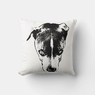 Monochrome Dog Portrait Modern Throw Pillow