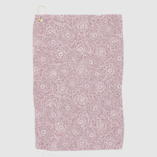 Monochrome Dusty Pink flowers Golf Towel