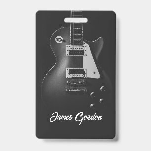 Monochrome electric guitar personalized badge