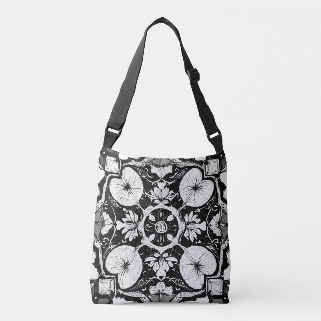 "Monochrome Elegance: Graphic Tote"Tote Crossbody Bag (Front)