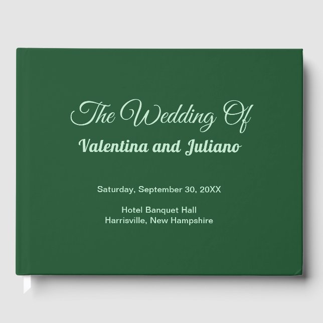 Monochrome Emerald Green Wedding Guest Book (Front)