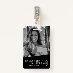 Monochrome Employee Photo Company Logo ID Badge