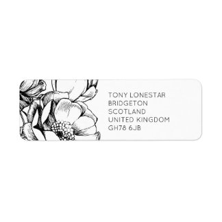 Monochrome Etched Floral Return Address Label