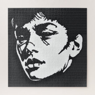 Monochrome Expression: Bold Portrait Jigsaw Puzzle