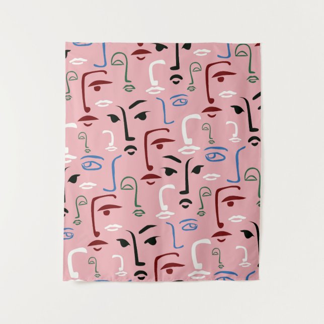 Monochrome Faces Tapestry (Front)