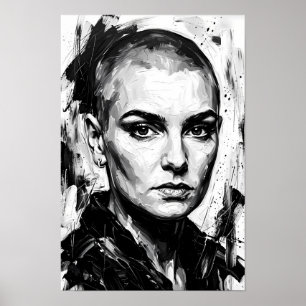 Monochrome Fierce Spirit Portrait Poster