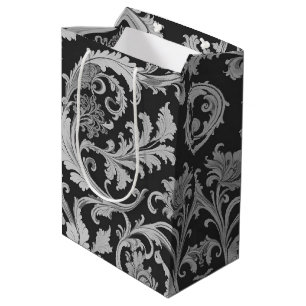 Monochrome Fleur Antique Pattern Medium Gift Bag