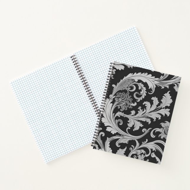 Monochrome Fleur Antique Pattern  Notebook (Inside)