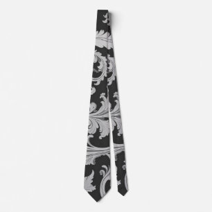 Monochrome Fleur Antique Pattern Tie