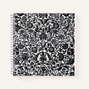 "Monochrome Floral" Artistic Hardcover Spiral  Notebook