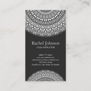 Monochrome Floral Mandala Ornament Business Card