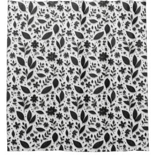 Monochrome Floral Pattern With Leaves And Flowers
