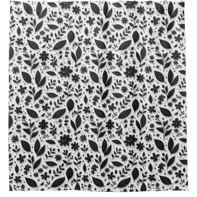 Monochrome Floral Pattern With Leaves And Flowers (Front)