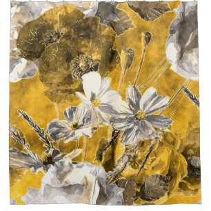 Monochrome Floral Watercolor Poppies Pattern