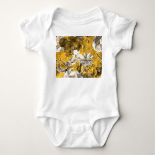 Monochrome Floral Watercolor Poppies Pattern Baby Bodysuit