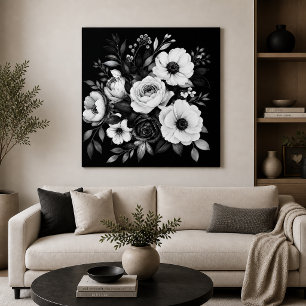 Monochrome Florals  Canvas Print
