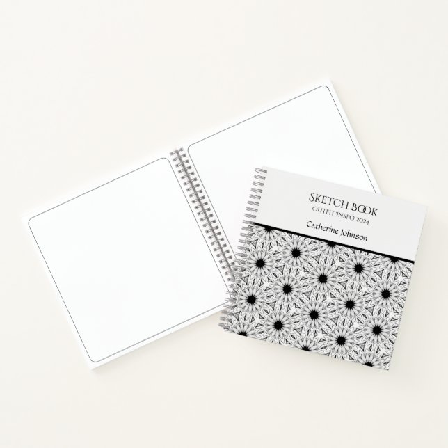 Monochrome Flower pattern Notebook (Inside)