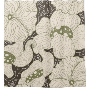 Monochrome Flowers Art Nouveau Seamless