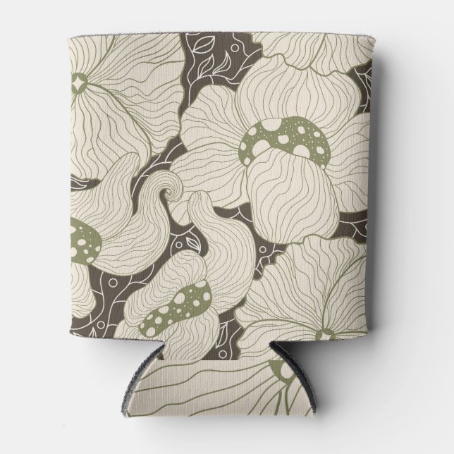 Monochrome Flowers Art Nouveau Seamless Can Cooler (Front)