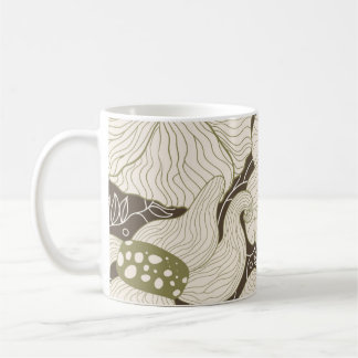 Monochrome flowers outline stylised elegant flower coffee mug