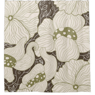 Monochrome flowers outline stylized elegant flower