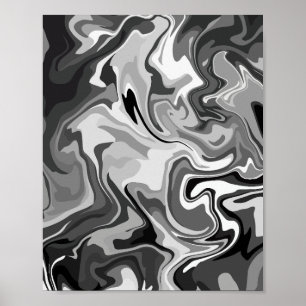 Monochrome Fluid Swirl Design Poster