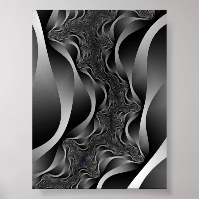 Monochrome Fractal Ribbons in Infinite Depth Poster (Front)